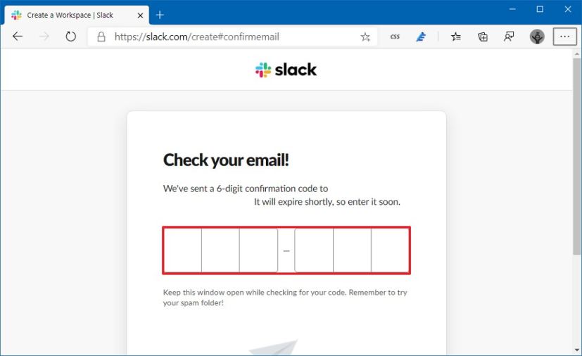Slack confirmation code