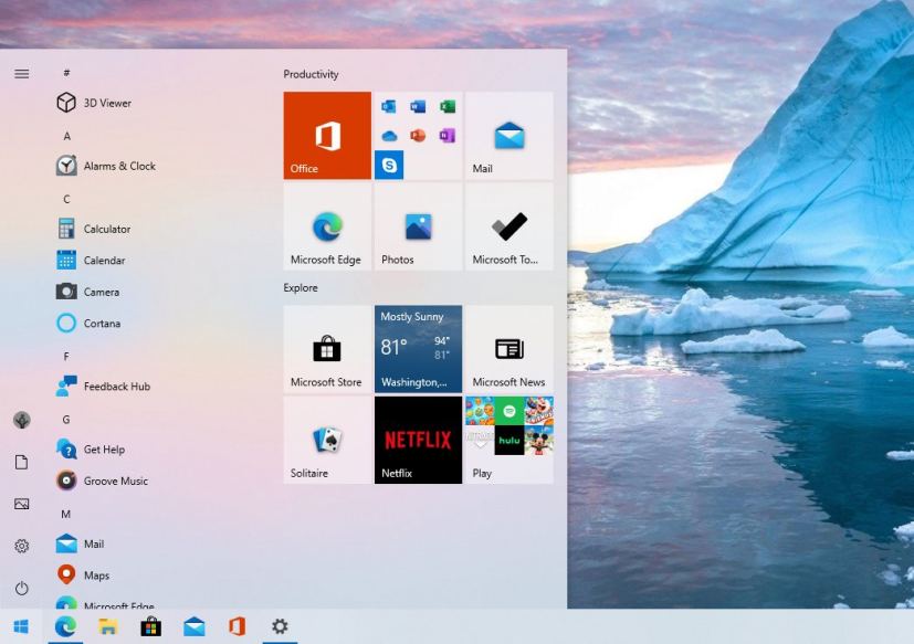 Windows 10 20H2 new Start menu