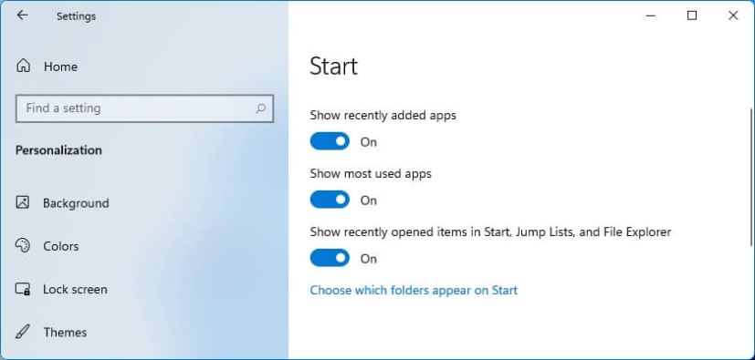 Windows 11 Start menu settings