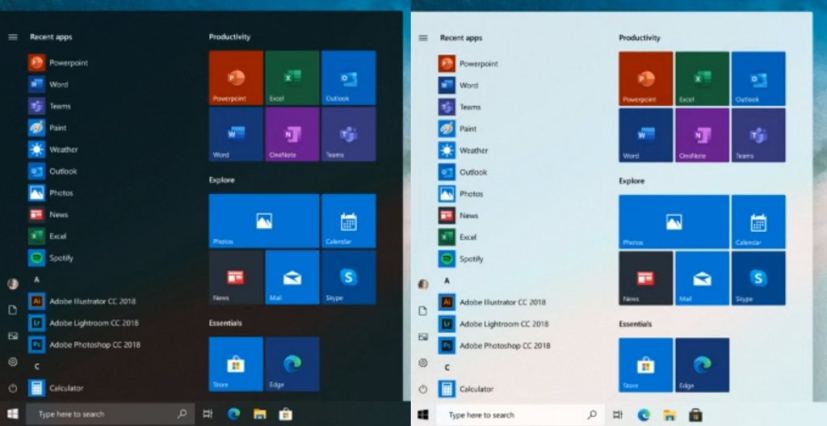 Windows 10 Start menu with Live Tiles (source: Microsoft)