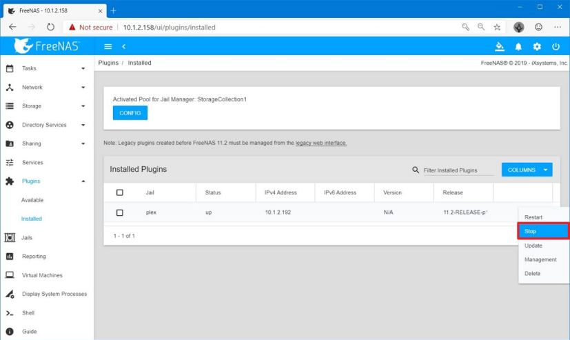 Stop Plex on FreeNAS