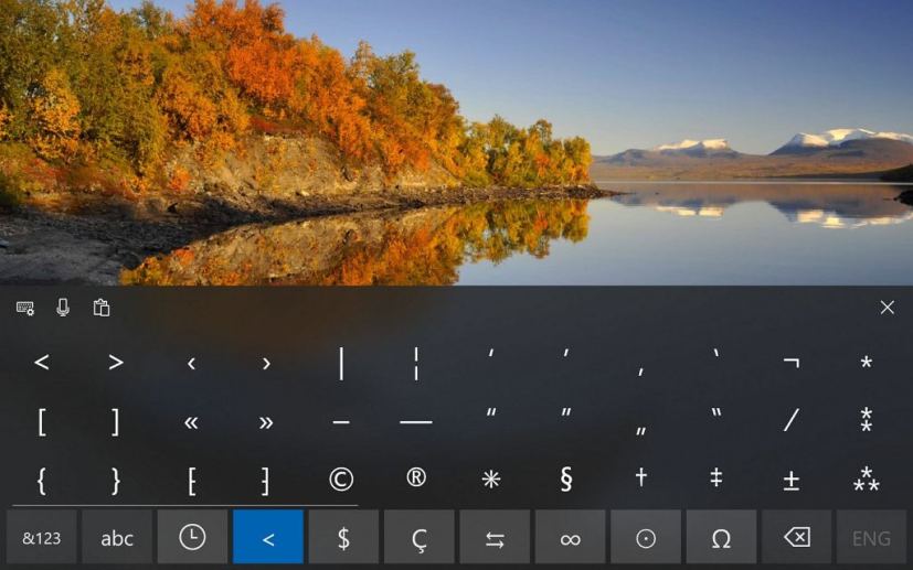 New symbols for touch keyboard on Windows 10