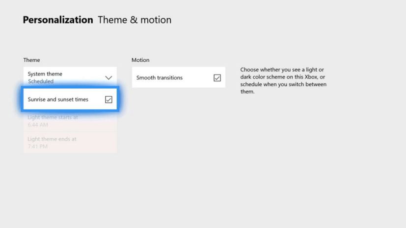 Xbox One theme settings