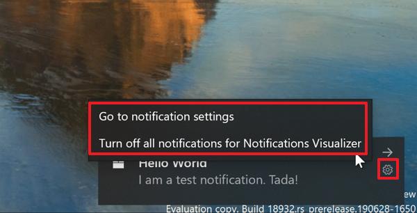 Toast notifications settings on WIndows 10 May 2020 Update