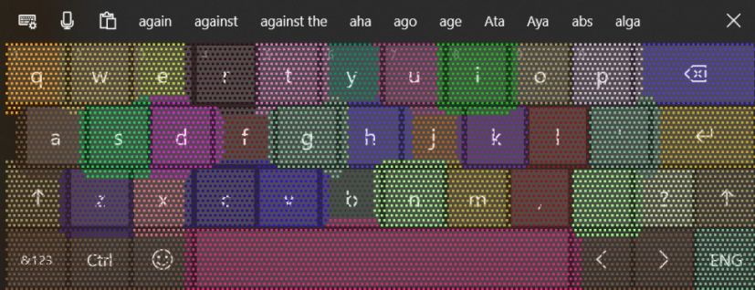 Touch keyboard key press prediction (mockup)