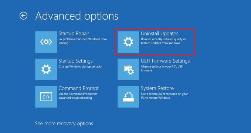 Uninstall updates from Advanced startup