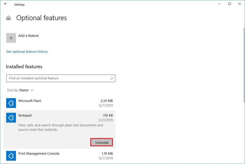 Uninstall Notepad on Windows 10