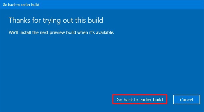 Uninstall Windows 10 October 2018 Update option