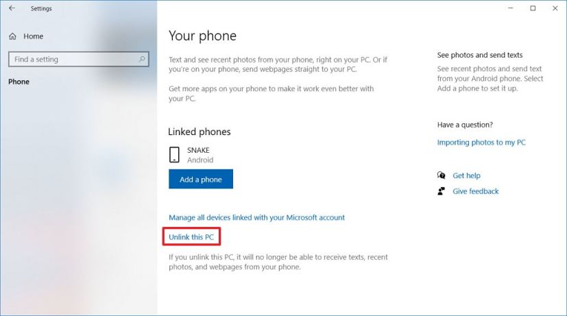 Unlink your phone from computer