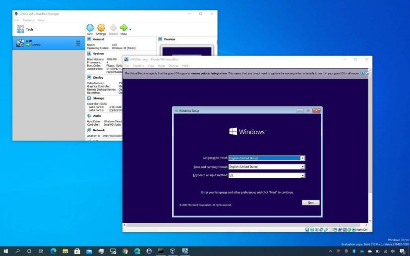 VirtualBox Windows 10 install