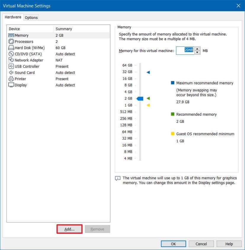 Hardware add option