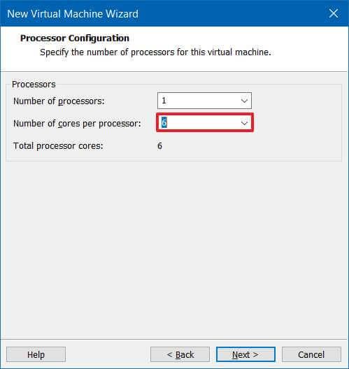 VM processor settings