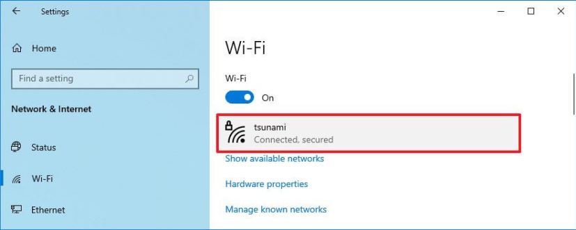 Windows 10 Wi-Fi settings