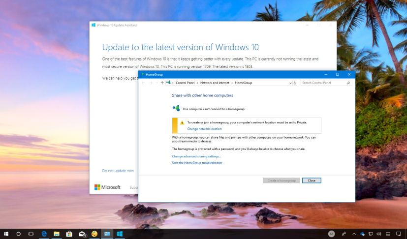 Windows 10 version 1803 features removed