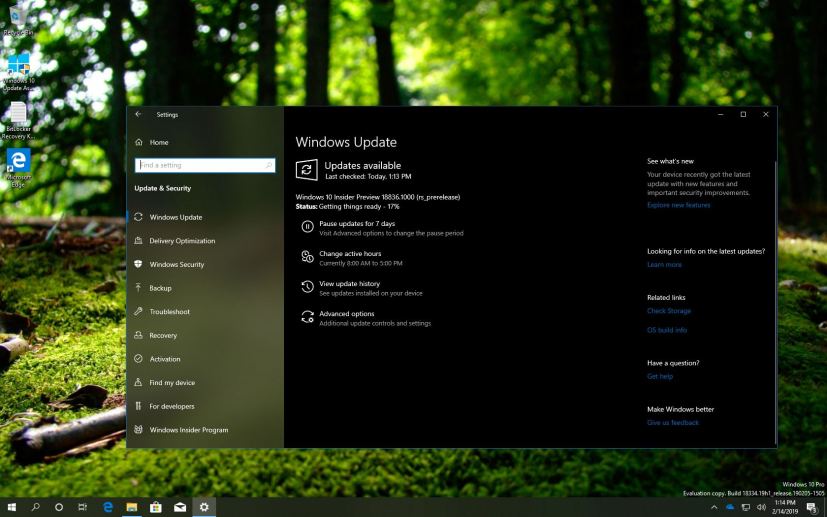 Windows 10 build 18336 (20H1)