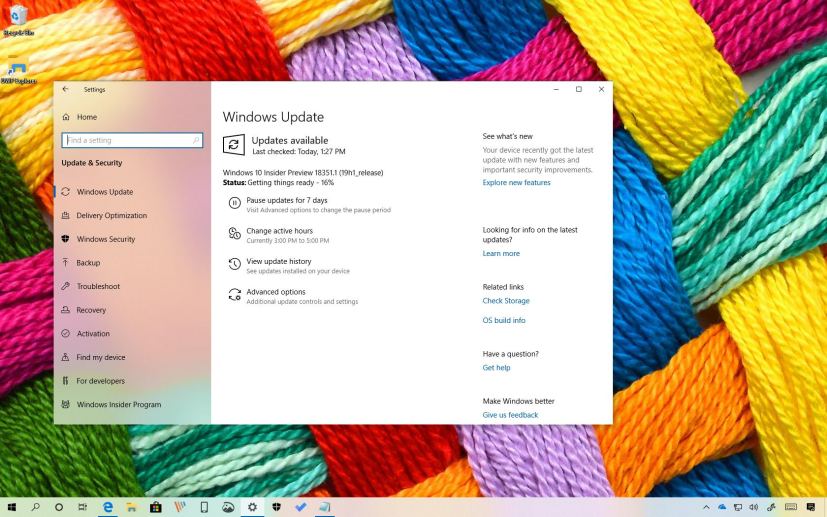 Windows 10 build 18351 leading to April 2019 Update
