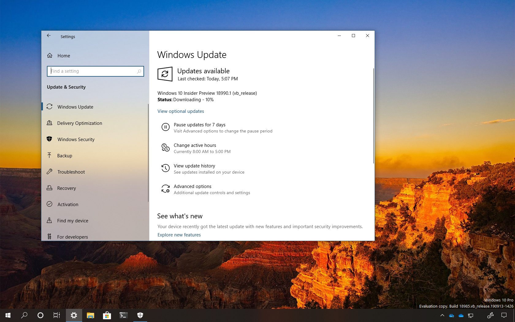 Windows 10 build 18990 download