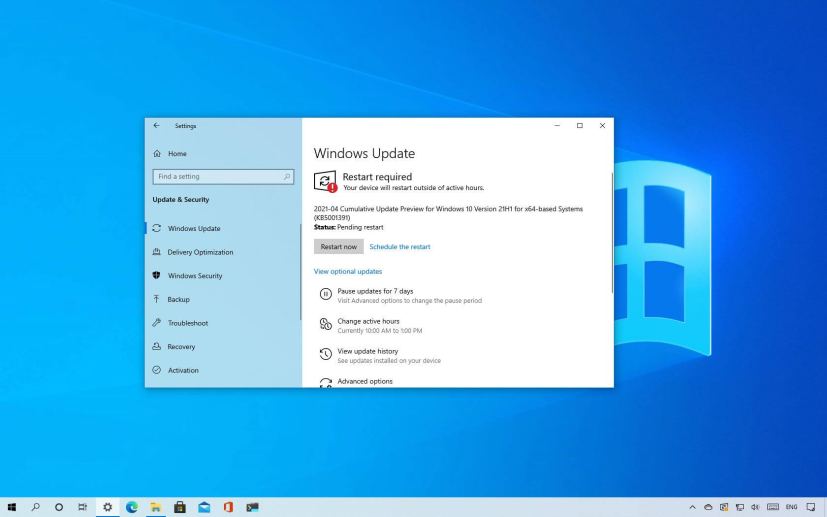 Windows 10 build 19043.962 (KB5001391)