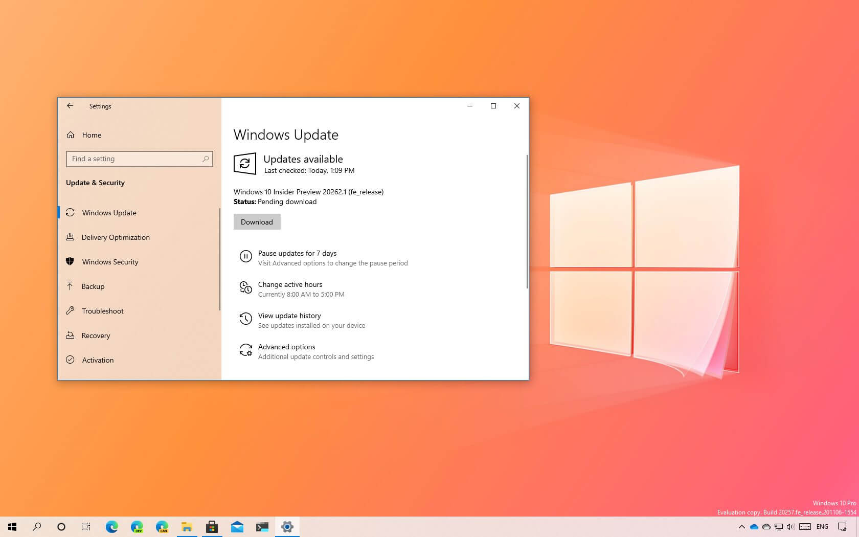 Windows 10 build 20262 download