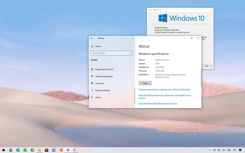 Windows 10 21H1 version check