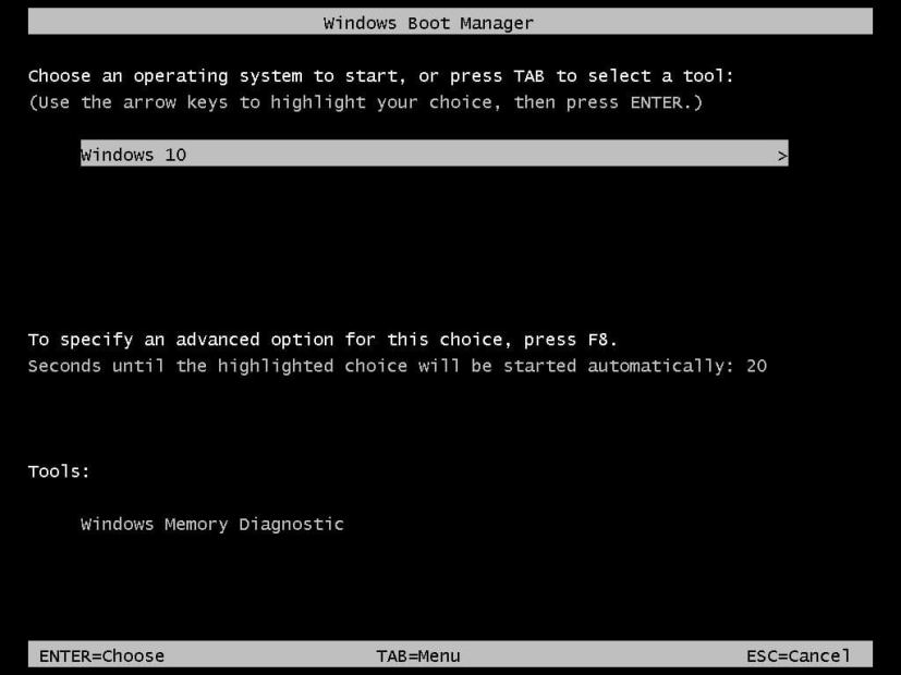 Windows 10 boot manager