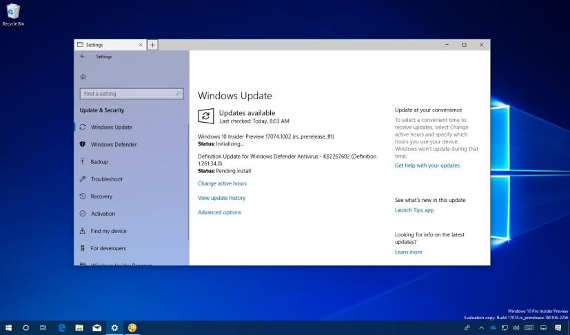 Windows 10 build 17074.1002