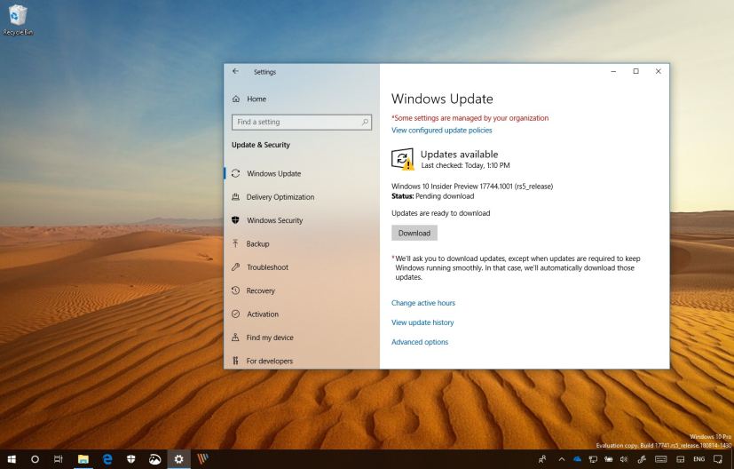 Windows 10 build 17744