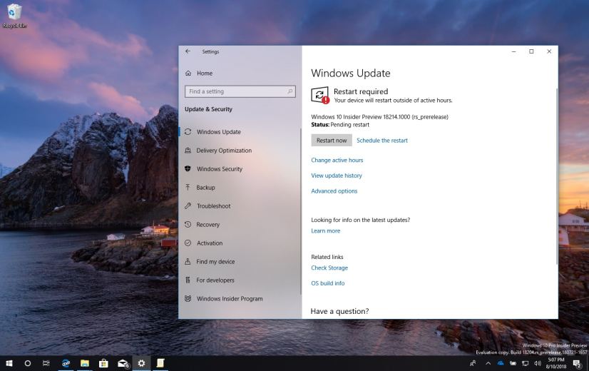Windows 10 build 18214