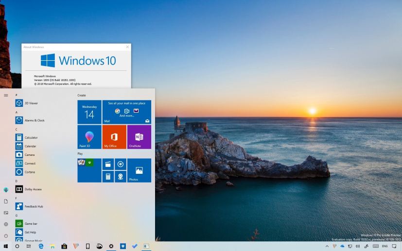 Windows 10 build 18282