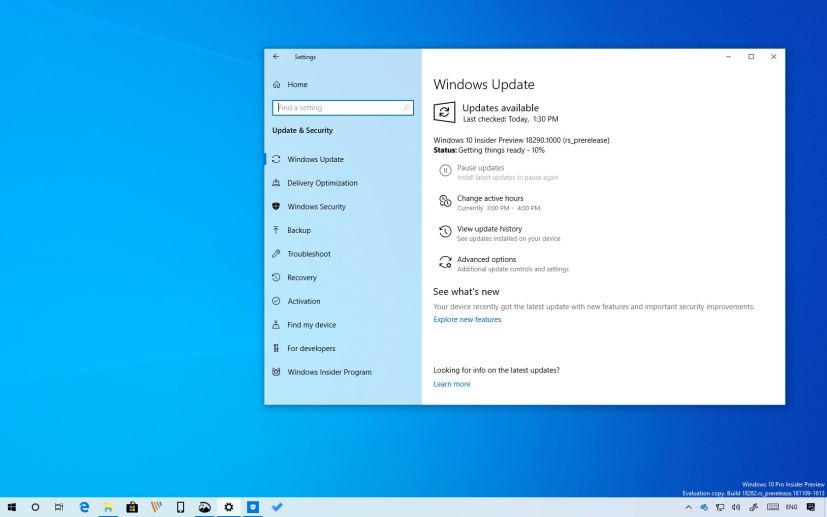 Windows 10 build 18290