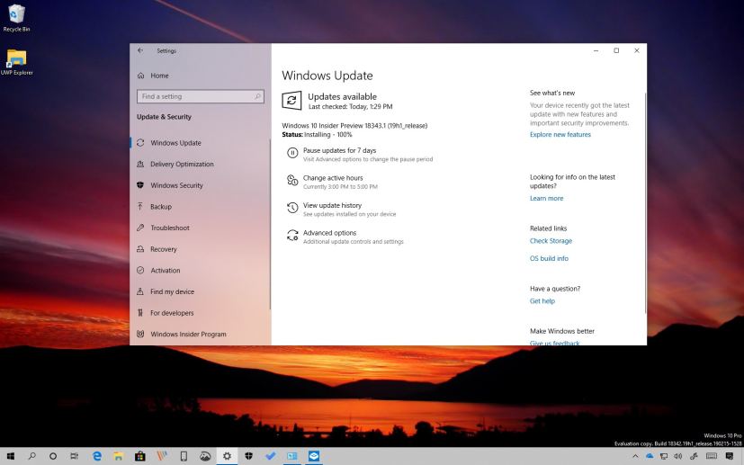 Windows 10 build 18343