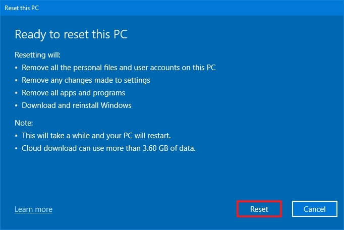 Windows 10 clean install with Cloud download