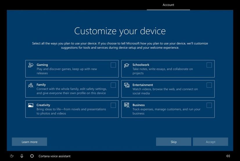 Windows 10 Customize your device OOBE