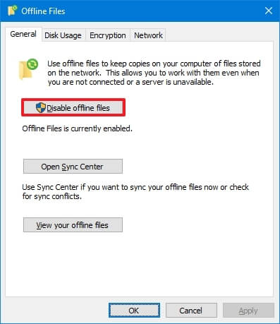 Disable Offline Files