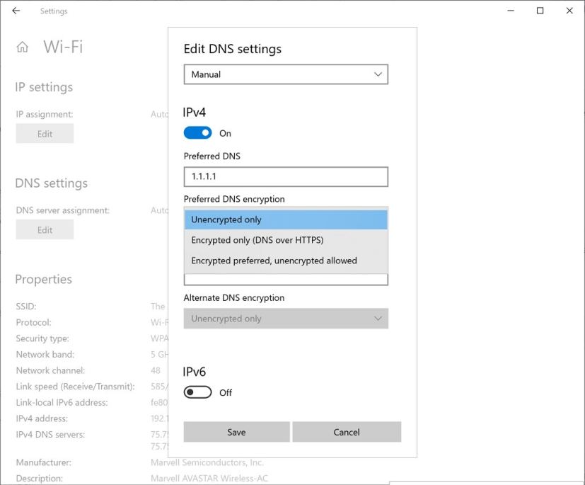 Windows 10 DoH settings (source: Microsoft)