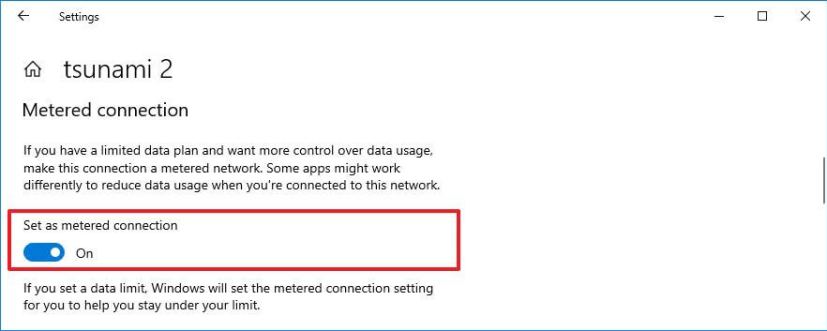 Set Ethernet as metered on Windows 10