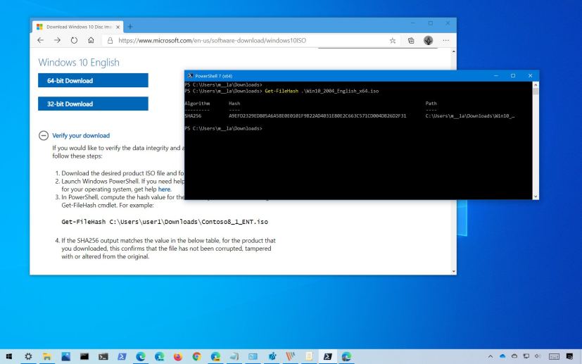 Windows 10 ISO hash check