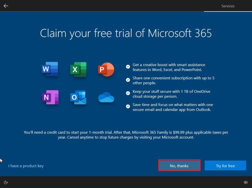 OOBE skip Microsoft 365 offer