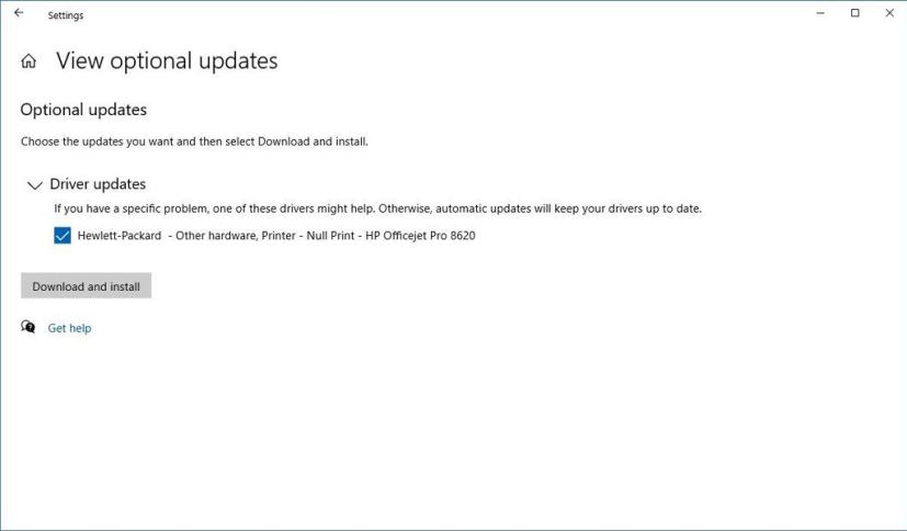 Windows 10 Optional updates settings