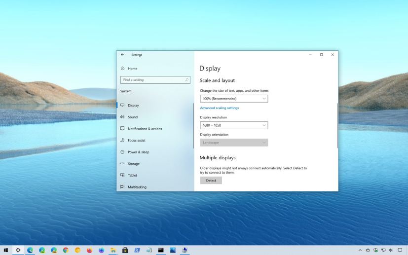 Windows 10 scale and layout settings
