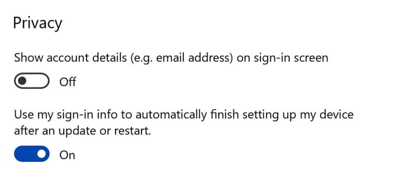 Windows 10 auto sign-in options