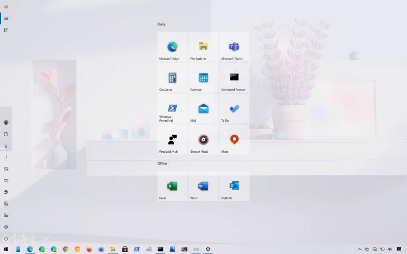Windows 10 Start menu in full screen