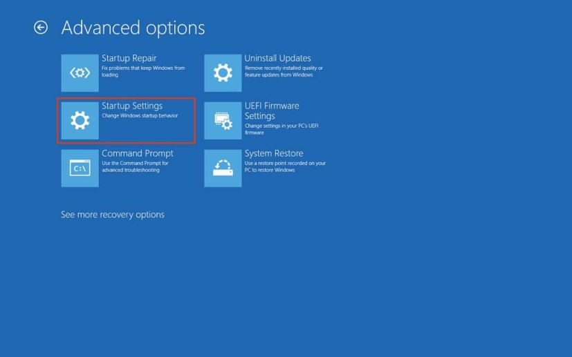 Windows 10 startup settings