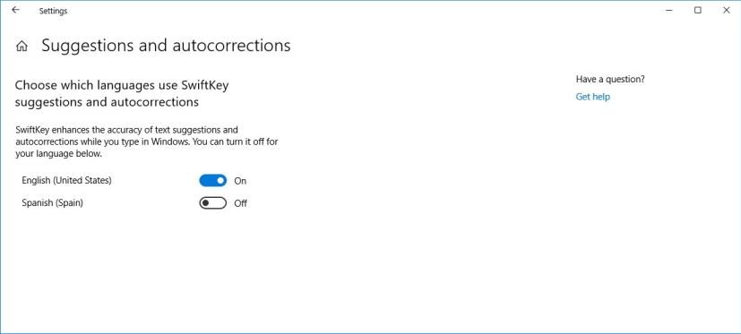 SwiftKey suggestions and autocorrections settings