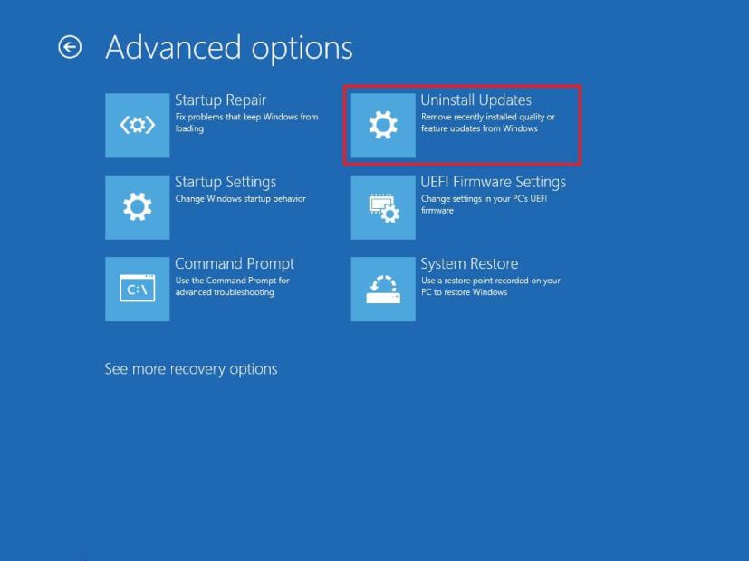 Windows 10 uninstall updates Advanced startup