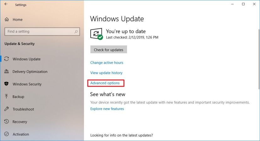  Windows 10 version 1809 update settings