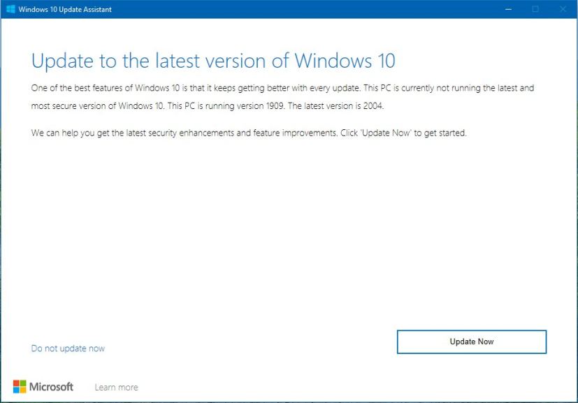 Windows 10 2004 Update Assistant