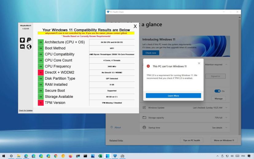 WhyNotWin11 Windows 11 compatibility checker