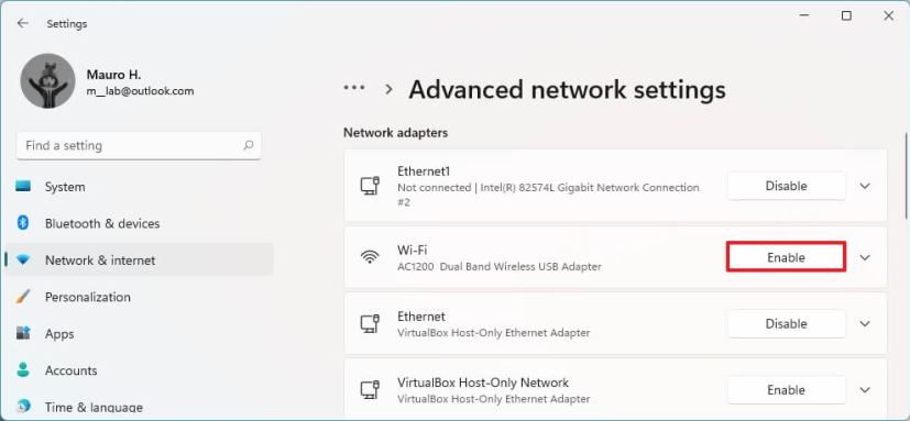 Windows 11 enable WiFi