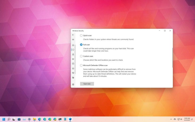 Windows 11 Microsoft Defender Antivirus full scan